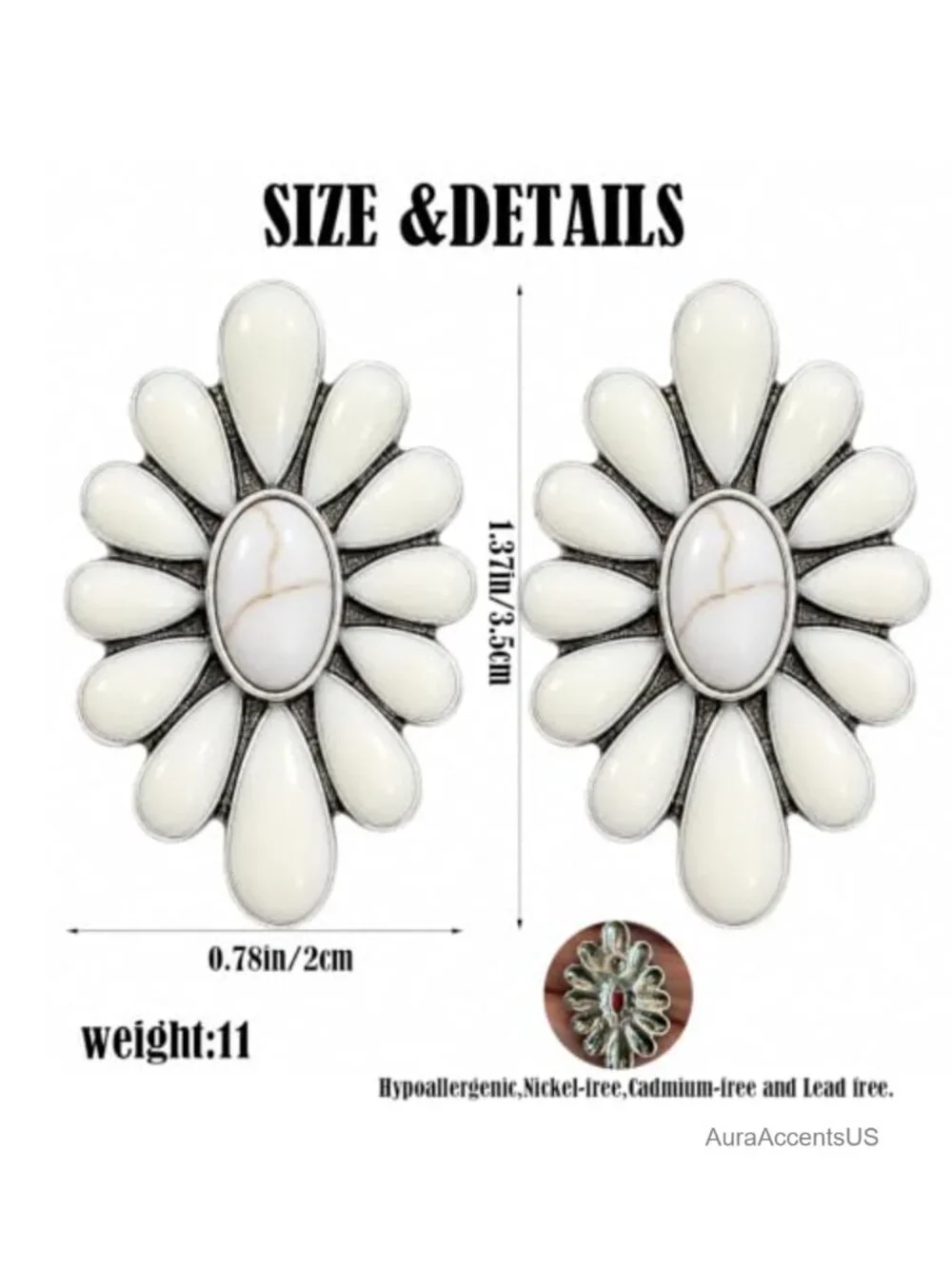 Boho Western Turquoise Geometric Flower Dangle Earrings for Women Drop